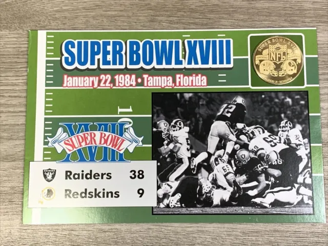 Danbury Mint NFL Super Bowl Flip Coin With Card Super Bowl 18 XVII Raiders