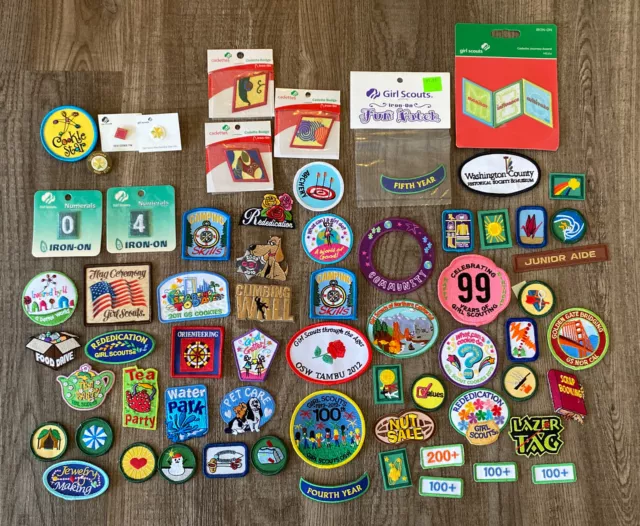 Vintage Girl Scout Patches Lot of 20 Badges Sew/Iron On Cookies Camping