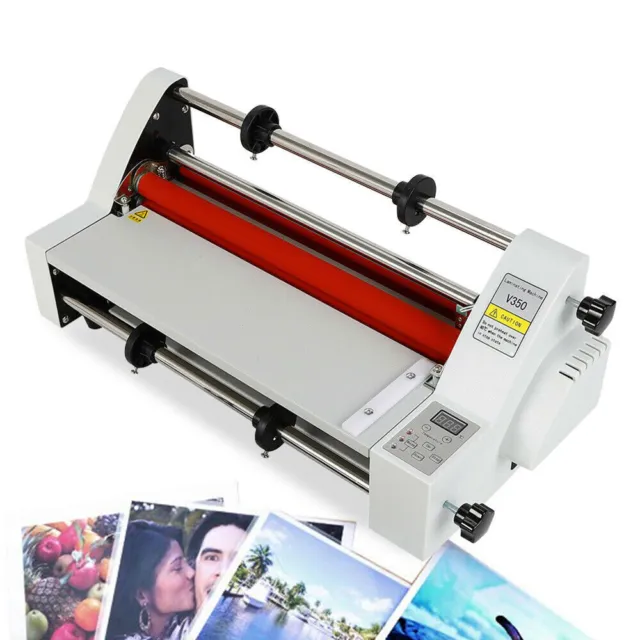 Hot Cold Roll Laminator Electronic Temperature Control Digital Display 13" 350mm