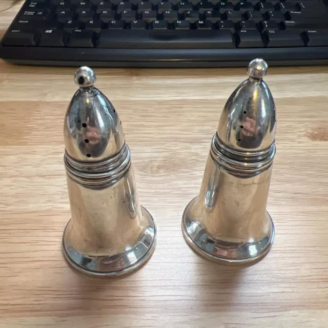 Art Deco Sterling Silver Salt & Pepper Shakers - Crown Silver