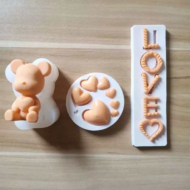 3D Love Heart Bear Fondant Mold Silicone Cake Decorating Chocolate Baking Mould