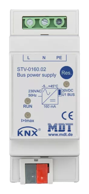 MDT Spannungsversorgung KNX 2TE 160 mA LED Bussystem KNX mit LED... STV-0160.02