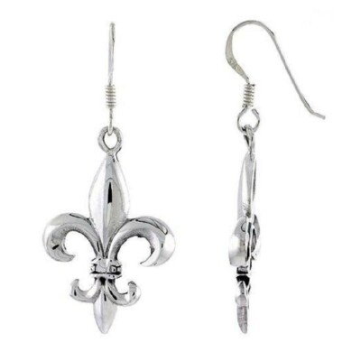 LYS Fleur de Lys Boucles D'Oreilles 925 Argent Véritable 2 Pièce Lis Maçonnique 