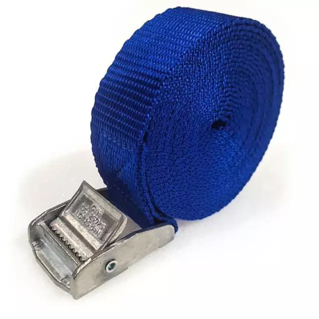 15 Buckled Straps 25mm Cam Buckle 2.5 meters Long Heavy Duty Load Securing Blue