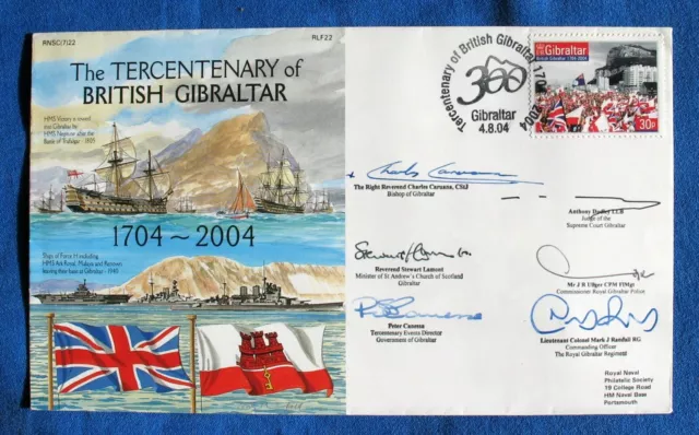 Navy Covers Tercentenary British Gibraltar RNSC(7)22 RLF22 Signed