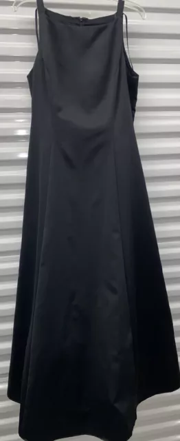 Betsy & Adam Long Evening Gown Size 14 Women’ Black Satin Tulle Lined Sleeveless