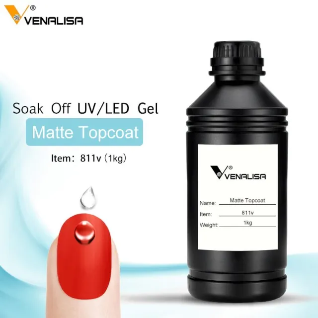 Nail Saloon Supply Bulk 1kg Venalisa Soak Off UV LED Gel Matte Top Coat 1000ml