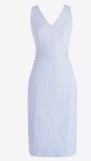 J. Crew Factory Seersucker dress Blue White Size 10 V Neck Sleeveless