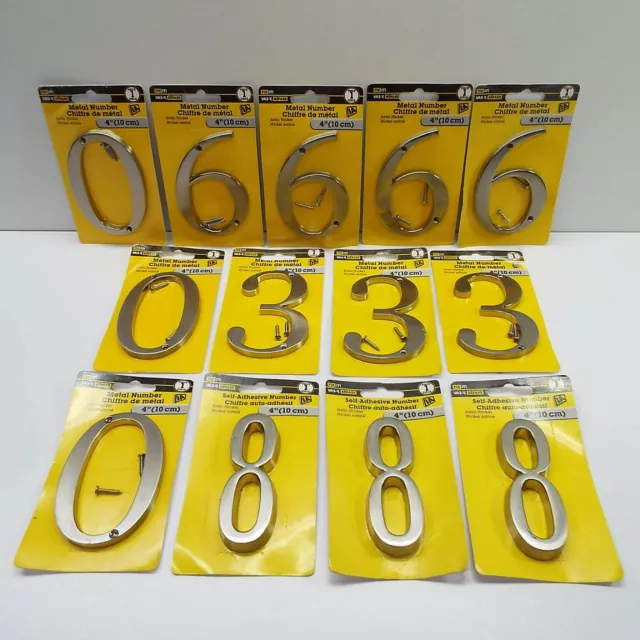 LOT OF 13 Metal House Address Number Fix It 4" Polished Brass Home Decor Street