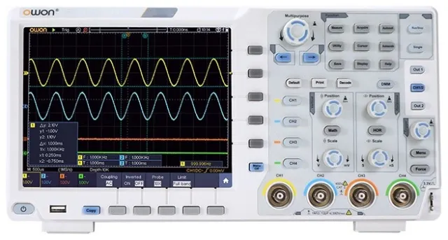 OWON XDS3104E 4CH Numérique Oscilloscope Tactile + I2C,Spi ,RS232 Décodage + VGA