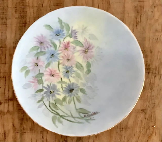 Vintage Bareuther Waldsassen Hand Painted Signed Plate Floral Bavaria Germany