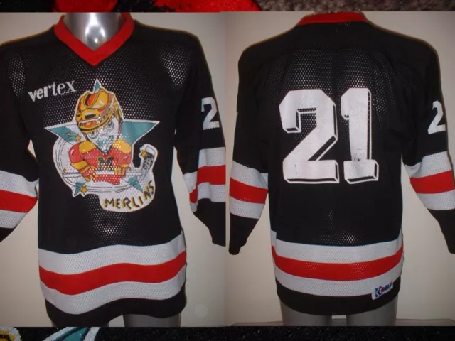 Merlins KOBE 21 Erwachsene kleines Eishockey Shirt Jersey Vintage NHL Top schwarz