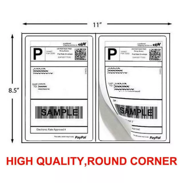 US 200 Shipping Labels 8.5 x 5.5 Rounded Corner Self Adhesive 2 Per Sheet Blank 3