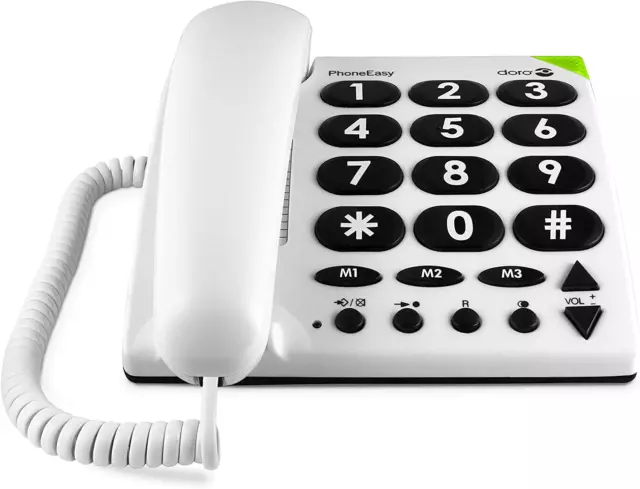 Téléphone Fixe Filaire Pour Seniors Avec Grandes Touches, Numérotation Abrégée E