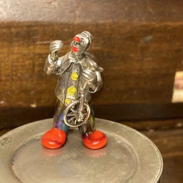 Clown/Monociclo in argento e Vetro Di Murano, designer Vittorio Angini