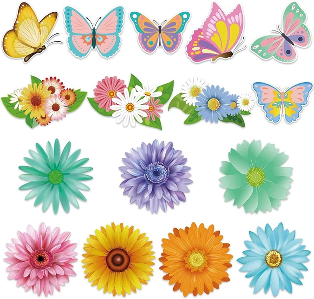 SPRING BULLETIN BOARD Decorations Classroom 48Pcs Flower Butterfly