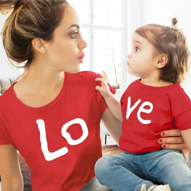 T-shirt Love Family abiti abbinati madre e figlia abbigliamento top casual