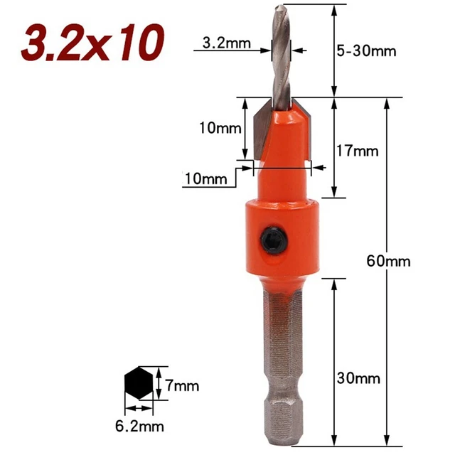ADJUSTABLE STOP COLLAR Countersink and Counterbore Drill Bit for ...