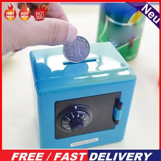 Cash Piggy Deposit Safe Box Children Gift Code Lock for Daily Use (Blue)