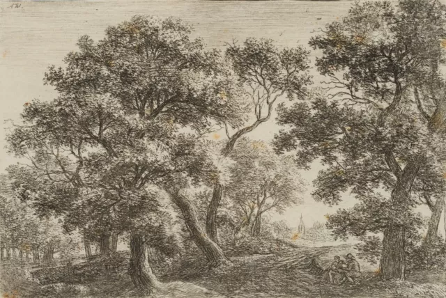 A. WATERLOO (1609-1676), Landschaft mit Rastenden, Radierung Barock Landschaft