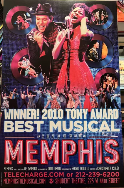 MEMPHIS THE MUSICAL, BROADWAY 2010 TONY WINNER WINDOW CARD/POSTER 14x22