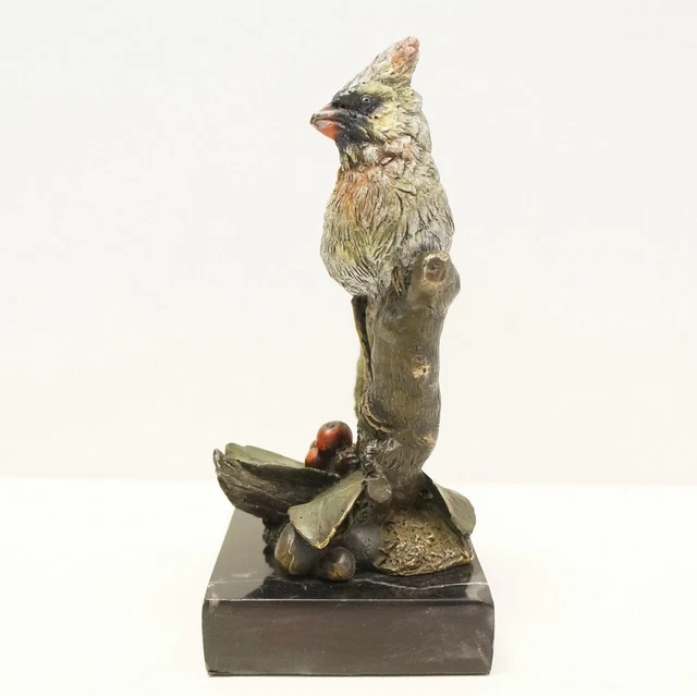 Estatua Pájaro Fauna Art Deco Estilo Art Nouveau Estilo Bronce sólido Firmado 2