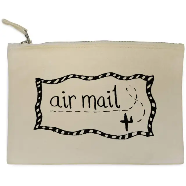 'Air Mail' Canvas Clutch Bag / Accessory Case (CL00002445)