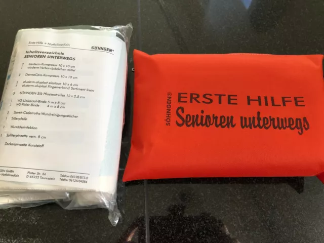 SÖHNGEN Erste Hilfe Tasche SENIOREN UNTERWEGS  orange, platzsparend , neu