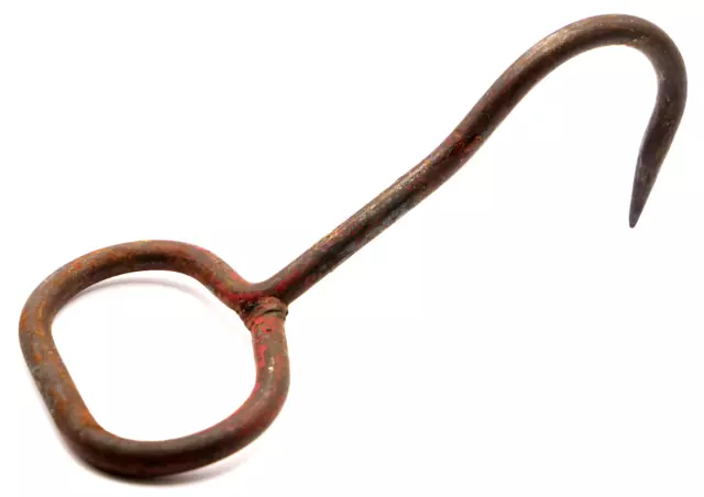 Vintage Antique Primitive Hand Hook Wrought Iron Farm Tools Decor Hay/Ice/Meat