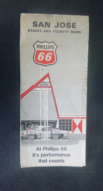 1970 San Jose street map Phillips 66 oil gas Alam Rock Sunneyvale Santa Clara