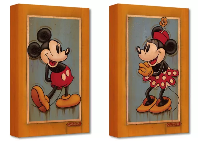 2 Lot Mickey & Minnie Disney Fine Art Trevor Carlton Ltd Ed TOC Print "Vintage"