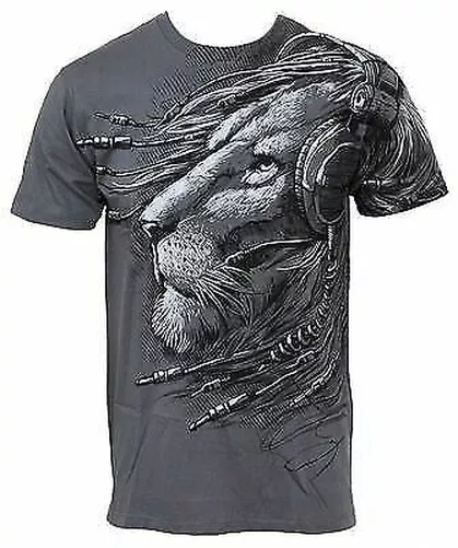 Plugged IN Leone Dj Amped Wild Gatto Cuffie Musica Rock And Roll Camicia 11737