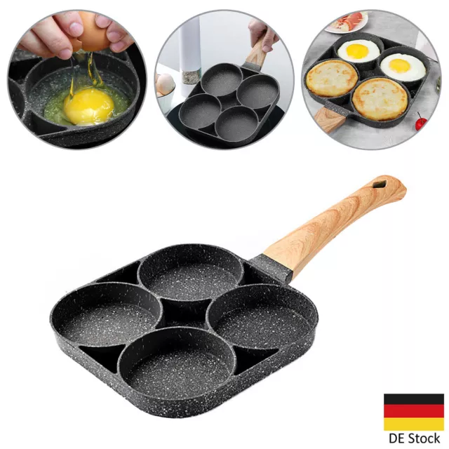 4Loch Eier Bratpfanne Burger Grillpfanne Omelettpfanne Bratentopf für Burger Egg