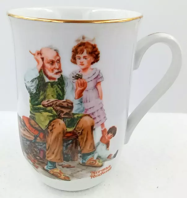 1982 Norman Rockwell Museum Coffee Mug Cup Stein The Cobbler Girl Doll Shoes Man