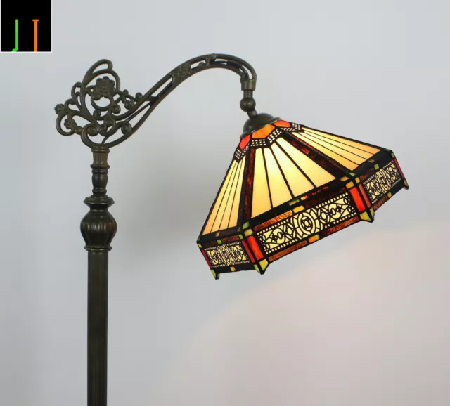 New Arrival JT Tiffany Stained Glass Six-Sided Vintage Floor Lamp 12'' Shade