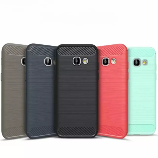 Handy Hülle Schutz Case Cover Carbon TPU Silikon outdoor Bumper Brushed