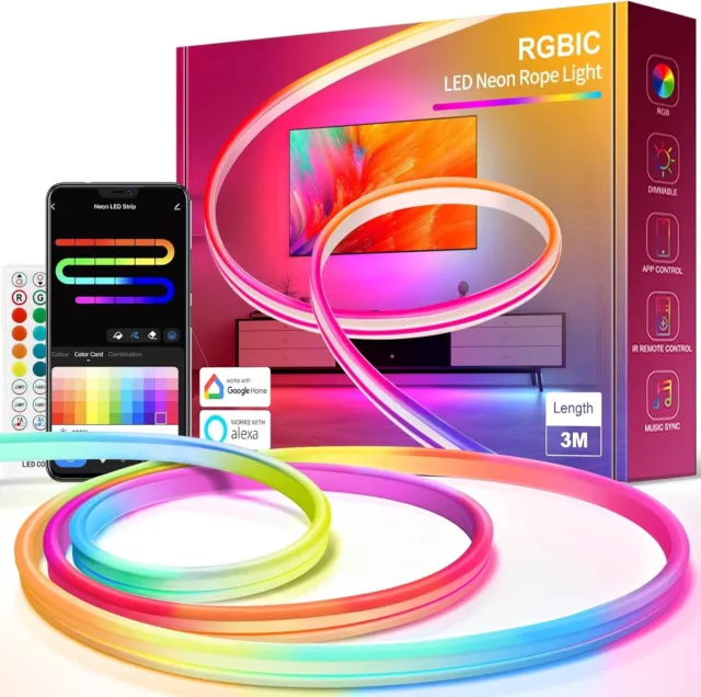 Lamomo RGB Neon Ruban LED 2m, Bande LED Dimmable Flexible