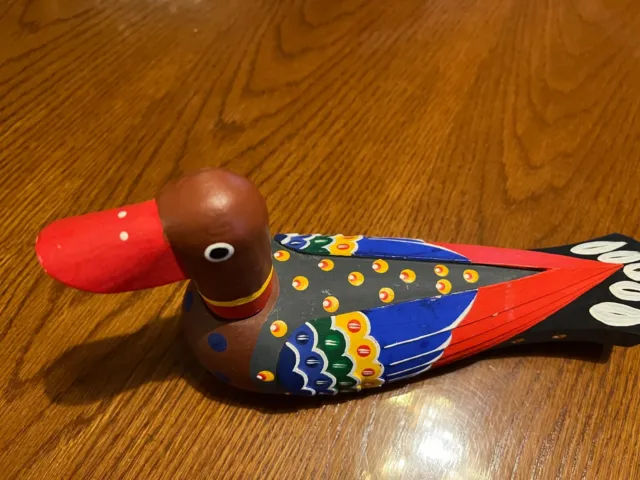 Wooden Korean Wedding Goose, Bold, Colorful Hand-Painted Decor