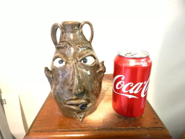 wayne hewell face jug, pottery, folk art 7''x 5'' wayne hewell face jug, pottery, folk art 7''x 5''