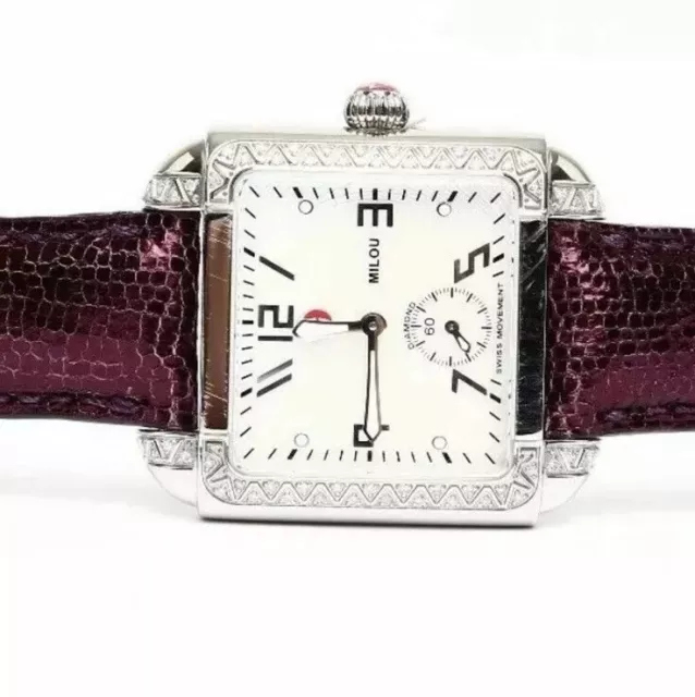 Michele Milou MW15A01A2025 Diamond Quartz Ladies Purple Snakeskin Watch 3130