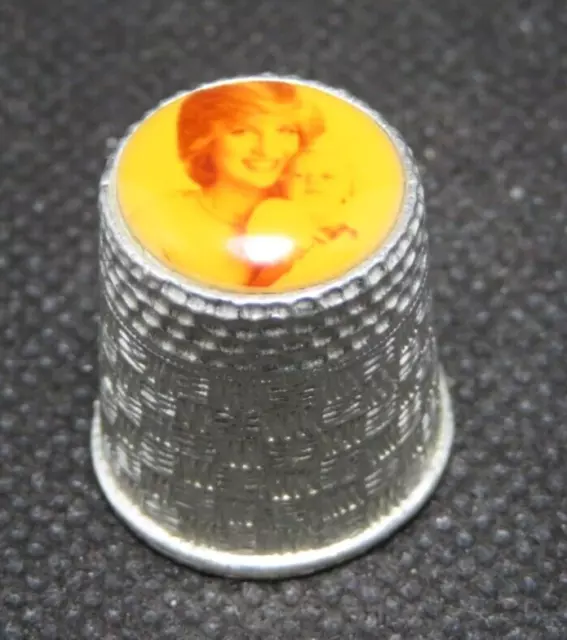 Pewter Thimble Collection - Photo On Top - Diana & William