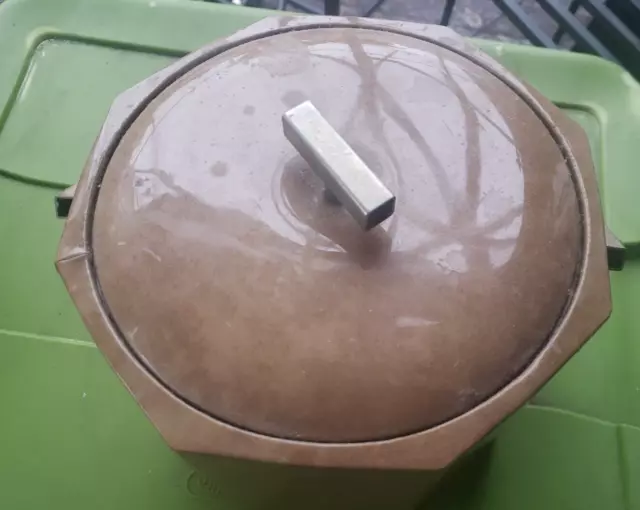 George Briard Brown Mid Century Modern Retro Ice Bucket Vinyl 11.5”