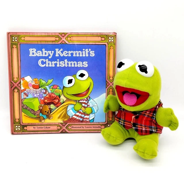 BABY KERMIT THE Frog Christmas Plush & Book Henson 1987 Muppet Babies