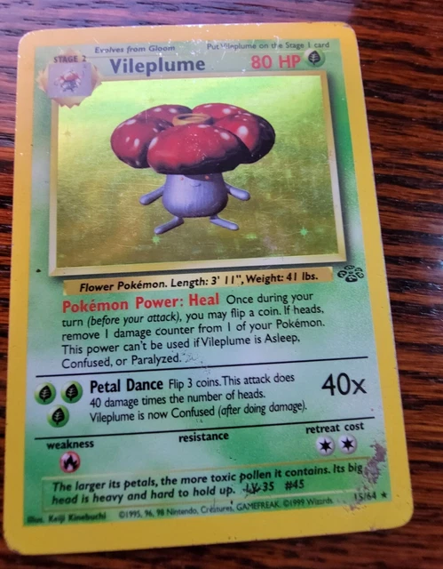 Vileplume Holo Jungle 15/64 Pokemon Card WOTC Rare Vintage 1999 - PL