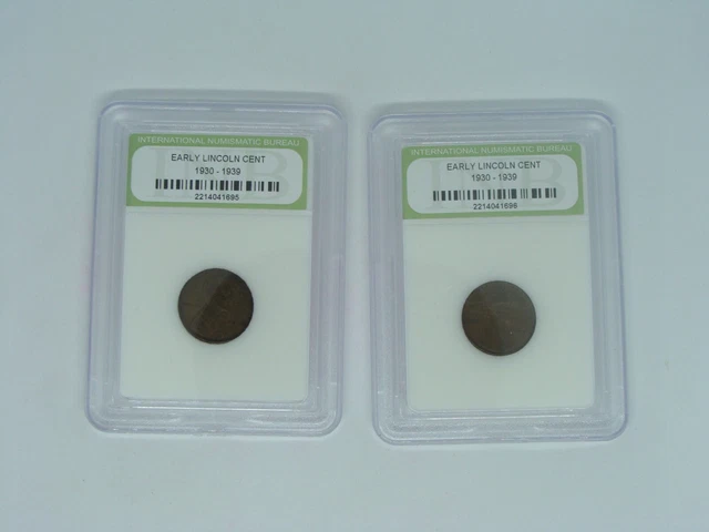 2 Pack Lot Early Lincoln Cent 1930 - 1939 Slabbed INB Certified Coin 1 c One 1c