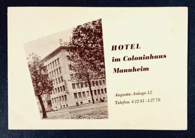 Hotel Coloniahaus Mannheim Advertising Brochure Germany  e2-8