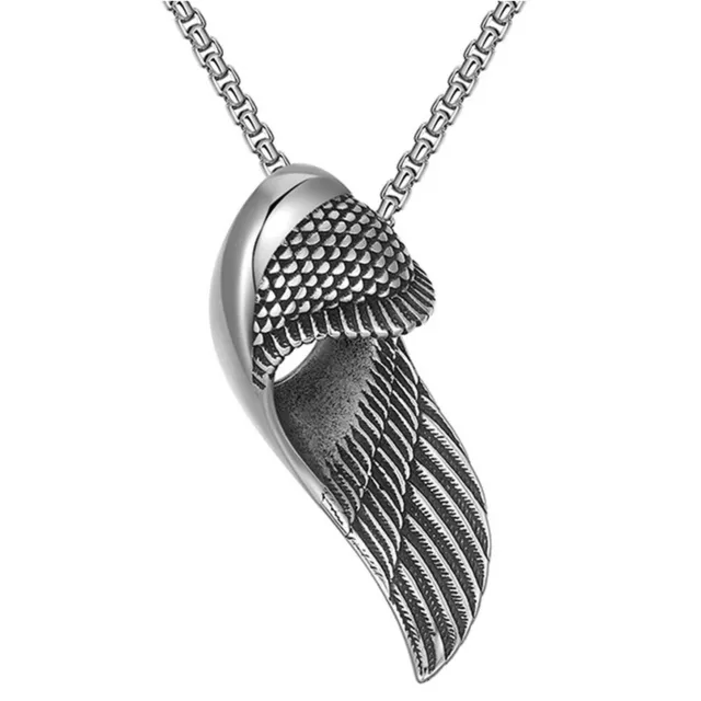 Men's Stainless Steel Angel Wing Pendant Necklace