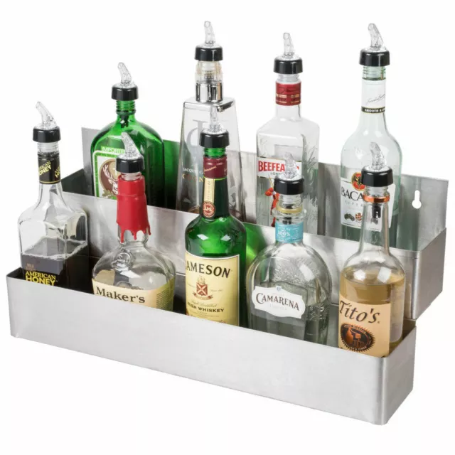 22" Silver Stainless Steel Double Tier Restaurant Bar Liquor Bottle Speed Rail