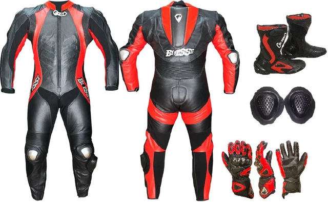 Tuta In Pelle Per Moto Con Protezioni CE - Inserti In Titanio, Taglia 48, Nero - Foto 10