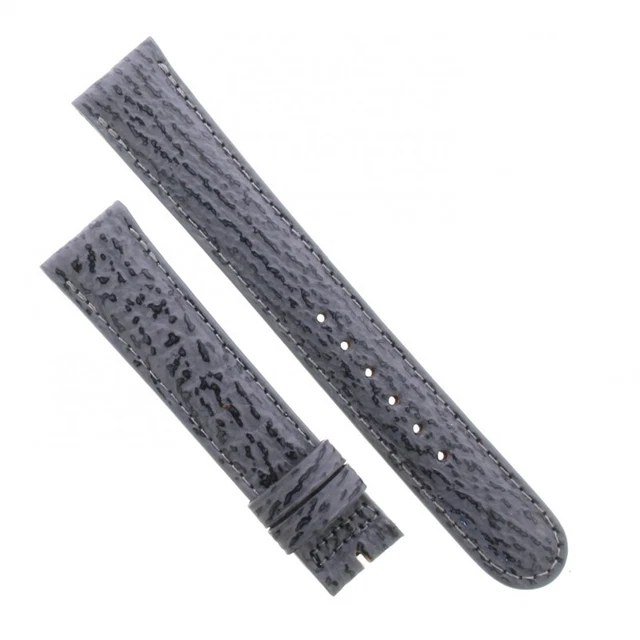 Sangle Montre Luxe En Cuir D'autruche Véritable - Gris Fumé, Boucle, 20mm - Fabriqué En Italie